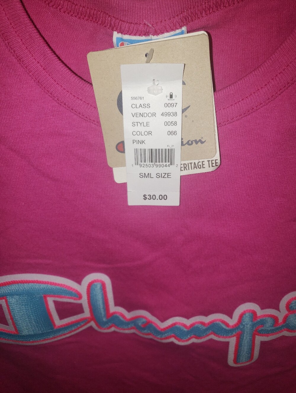 Sz S Champion Hot Pink Logo Crewneck Tee - Picture 2 of 3